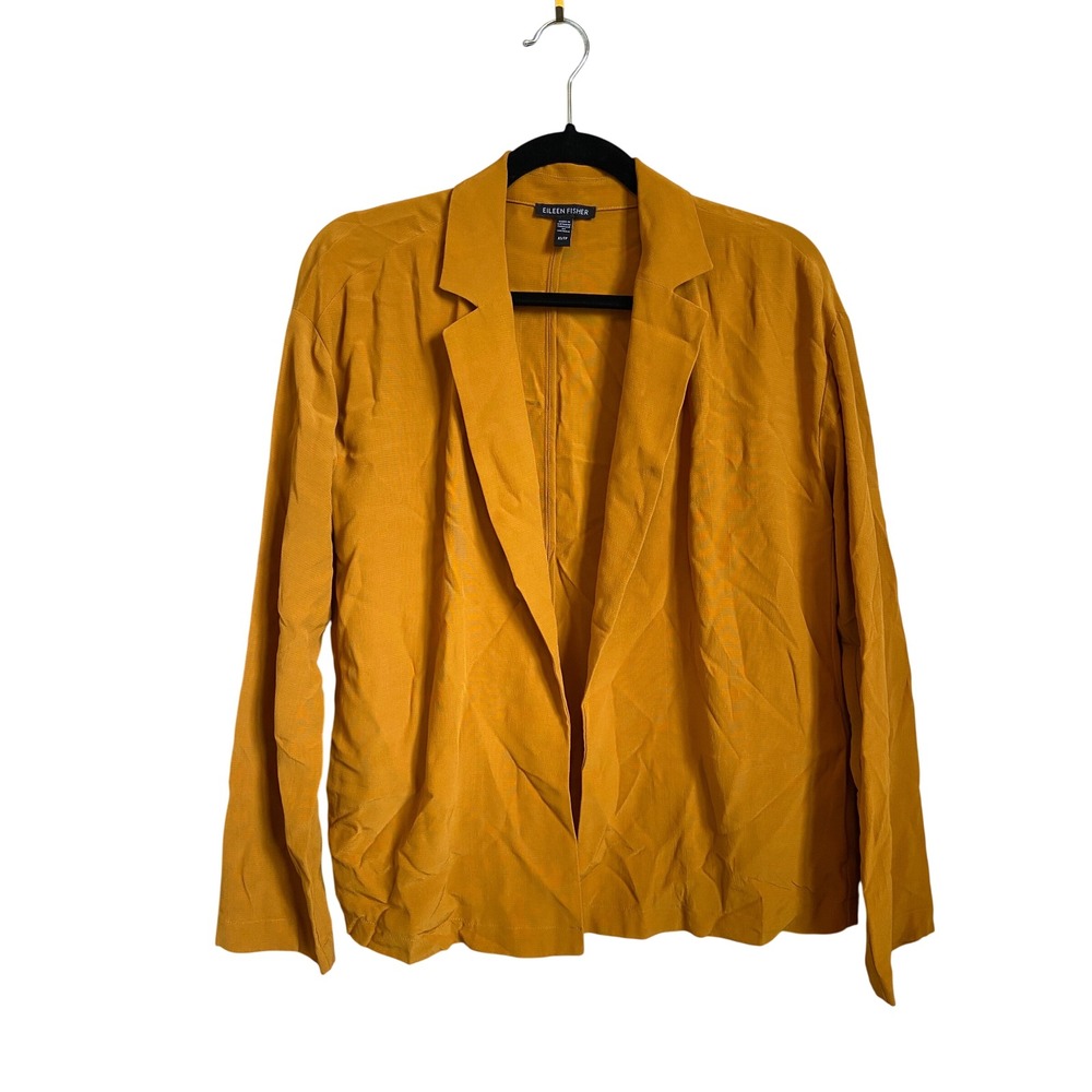 Eileen Fisher Mustard Yellow Tencel Viscose Open Front Blazer Jacket XS